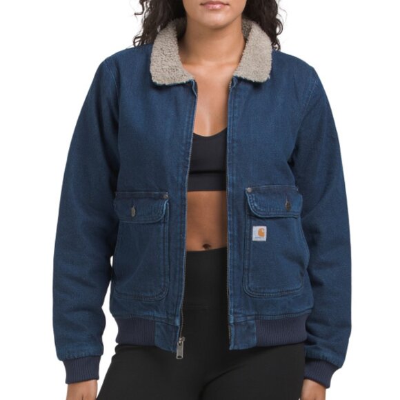 NEW CARHARTT Relaxed Fit Denim Sherpa Lined Jacket Denim for women 563mn - Picture 2 of 6